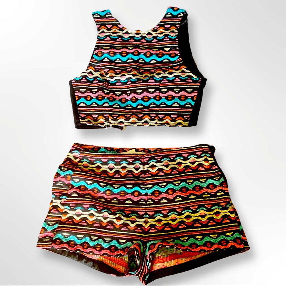 H&M Coachella Tribal Two Piece - Crop Top & Short Shorts - Size 8 (runs small)